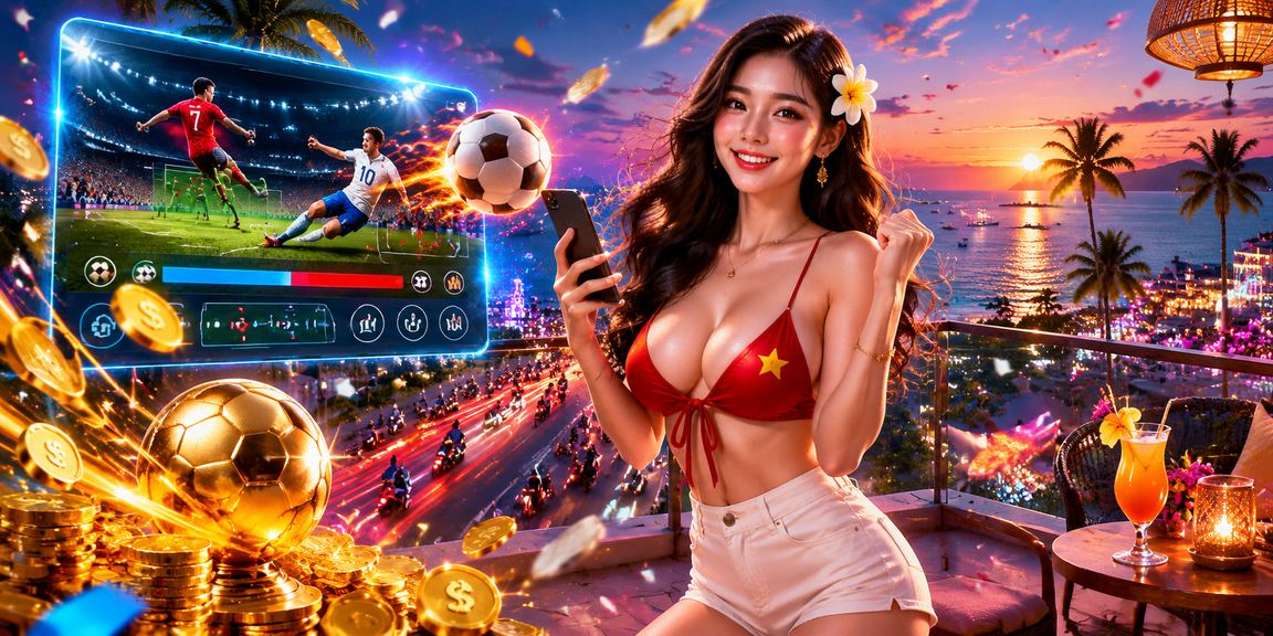 Người dùng nạp tiền cá cược trực tuyến qua điện thoại trên bãi biển Phú Quốc
